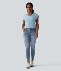 Halara Flex™ Mid Rise Draped Lyocell Washed Skinny Casual Jeans with Pockets
