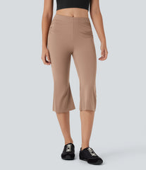 Mid Rise Capri Flare Work Pants