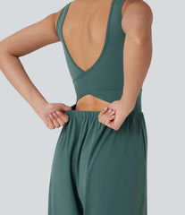 SoftlyZero™ Airy Wide Leg InstantCool Yoga Jumpsuit with Pockets-Easy Peezy