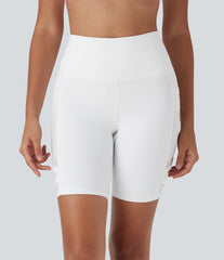 SpeedWave™ High Waisted Contrast Mesh Quick Dry Yoga Biker Shorts 7'' with Pockets