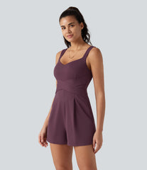 V Neck Built-in Bra Casual Romper with Pockets-Easy Peezy Edition