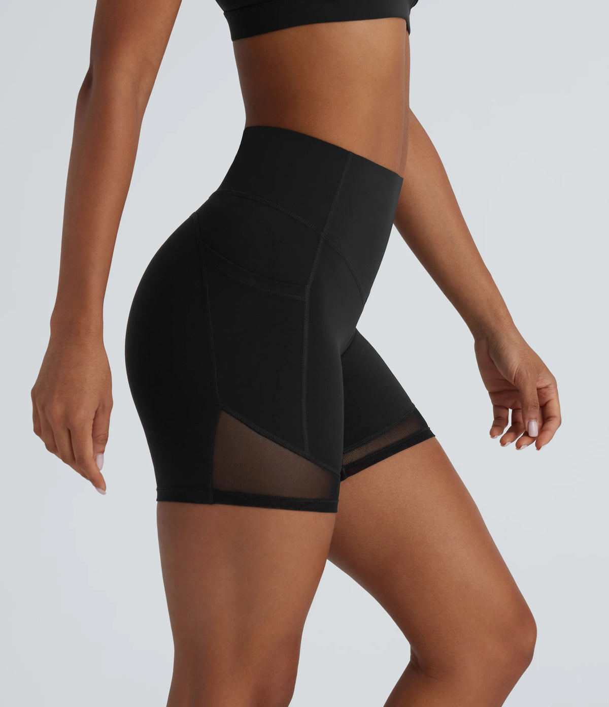 Halara UltraSculpt™ High Waisted Tummy Control Pocket Contrast Mesh Shaping Workout Biker Shorts 5''