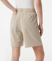 High Waisted Casual Linen-Feel Bermuda Shorts 7'' with Pockets