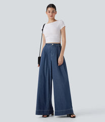 Halara Flex™ High Waisted Wide leg InstantCool Quick Dry Denim Casual Jeans with Pockets