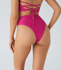 Mid Rise High Cut Bikini Bottom Swimsuit