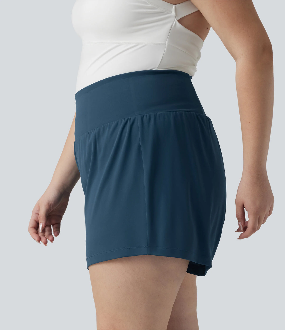 Plus Size Softlyzero™ Airy High Waisted Tummy Control 2-in-1 InstantCool Yoga Shorts 5'' with Pockets