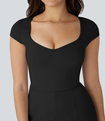 SoftlyZero™ Airy U Neck Cap Sleeve Pocket InstantCool Yoga Romper-Easy Peezy