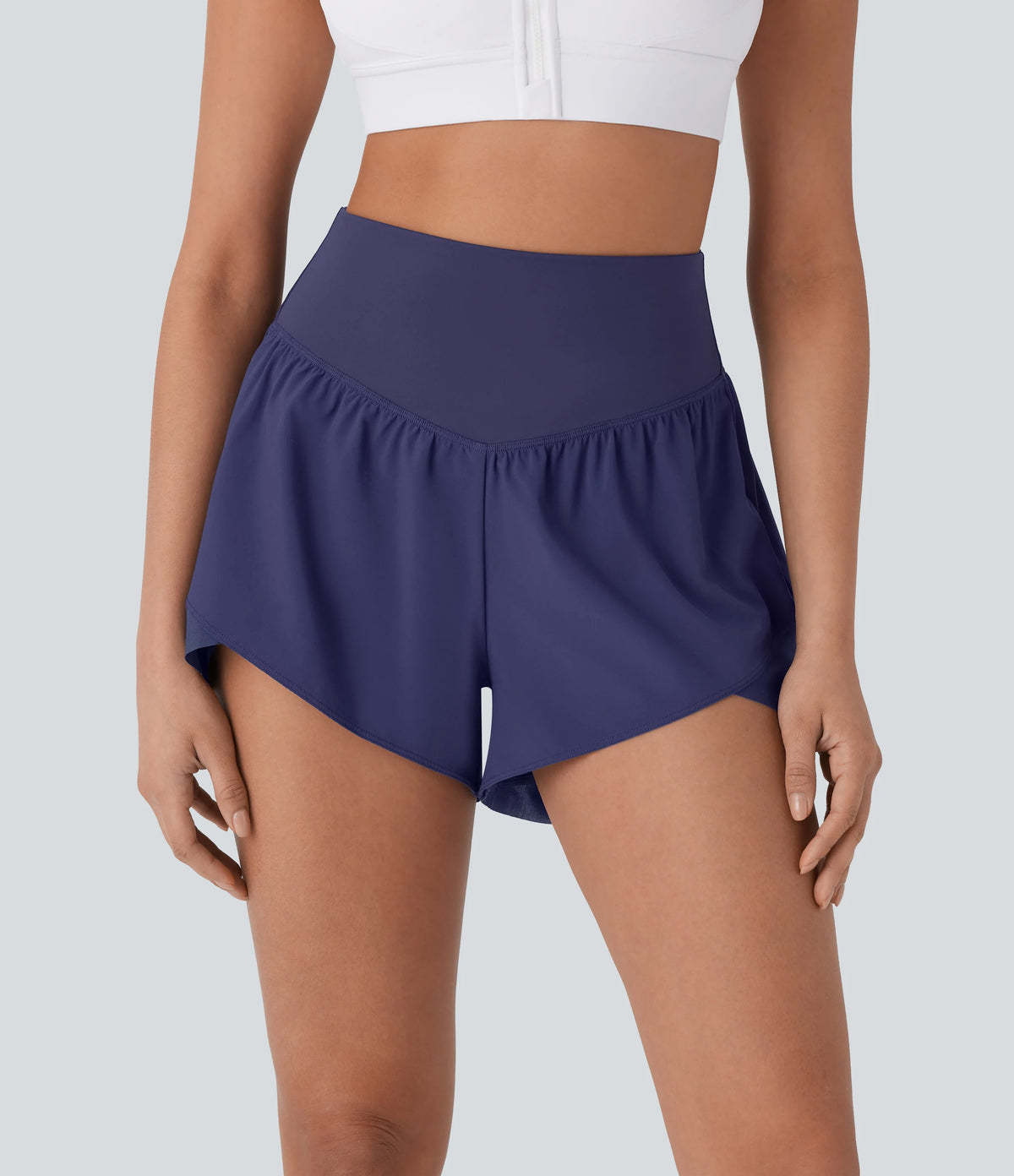 Breezeful™ High Waisted Pocket Crossover Hem Quick Dry Yoga Shorts