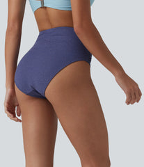 High Waisted Tummy Control Metallic Bikini Bottom Swimsuit