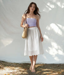 High Waisted Embroidery Eyelet Resort A-line Skirt