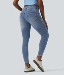 Halara Flex™ Mid Rise Draped Lyocell Washed Skinny Casual Jeans with Pockets