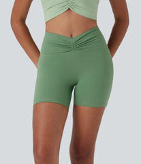 Halara UltraSculpt™ High Waisted Drawstring Ruched Yoga Biker Shorts 5'' with Pocket