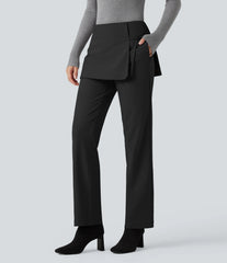 Halara Flex™ Mid Rise Straight Leg Work Skirted Pants with Pockets