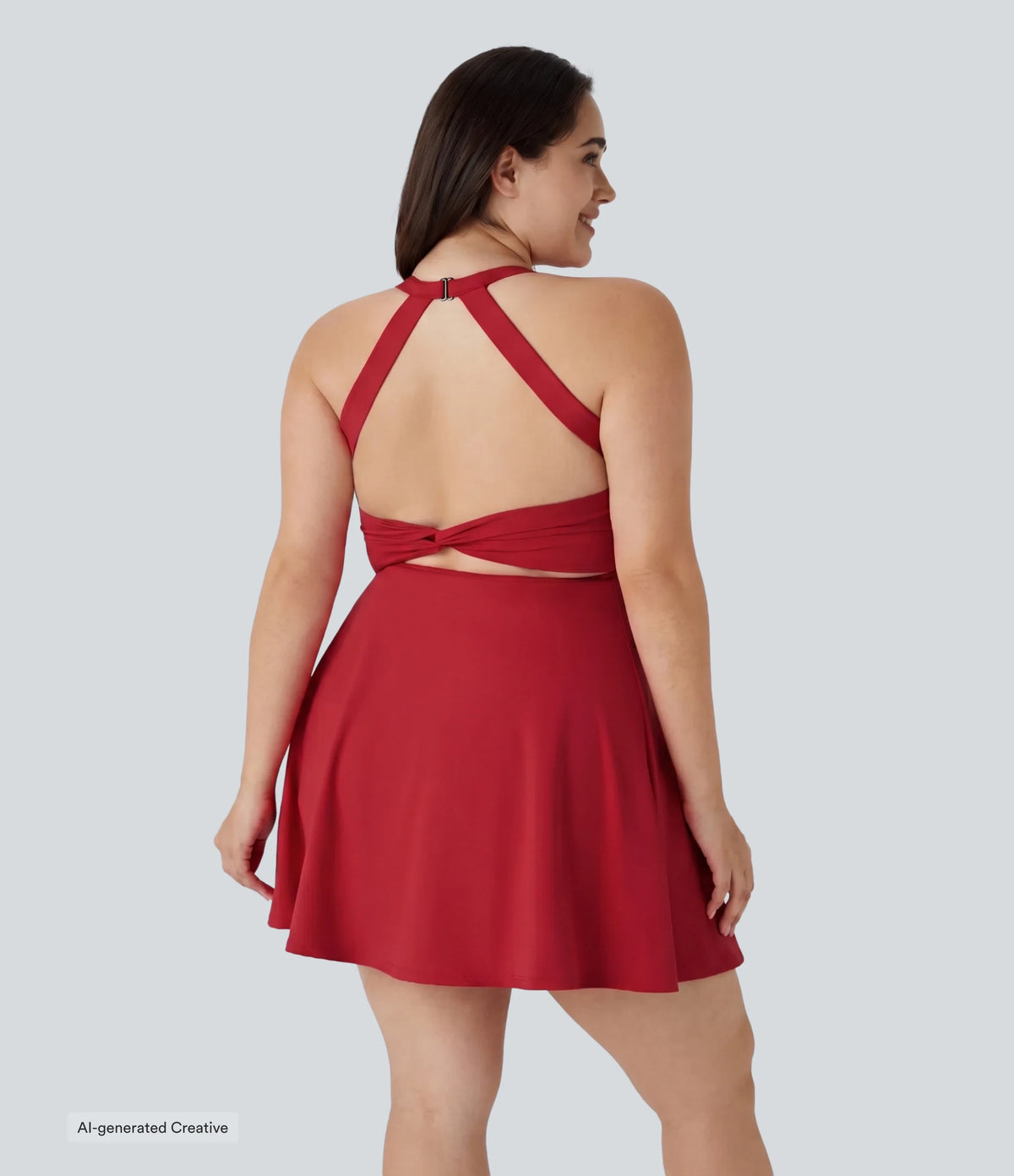 Cut Out Pocket 2-in-1 Exercise Plus Size Dress-Easy Peezy