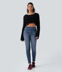 Halara Flex™ Mid Rise Washed Casual Skinny Jeans with Pockets