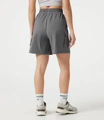 High-waisted Drawstring Workout Cargo Bermuda Shorts with Pockets