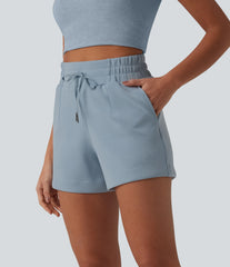 SpacerTek™ High Waisted Drawstring Casual Shorts 4'' with Pockets