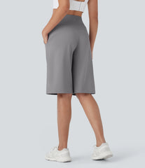 SoftlyZero™ Airy High Waisted Pocket Straight Leg InstantCool Workout Bermuda Shorts-UPF50+