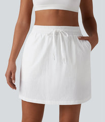 High Waisted Drawstring 2-in-1 Hiking Skirt with Pockets