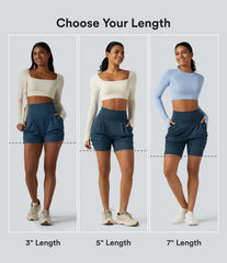 SoftlyZero™ Airy High Waisted Ruched InstantCool Yoga Shorts 5'' with Pockets