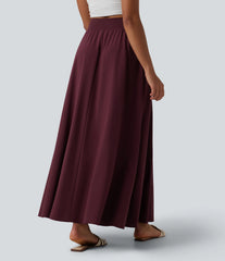 Breezeful™ High Waisted Flowy Quick Dry Maxi Casual Skirt with Pockets