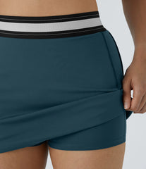 SoftlyZero™ Airy High Waisted 2-in-1 Bodycon Color Block Micro Mini InstantCool Tennis Skirt-UPF50+
