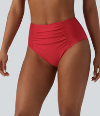 High Waisted Tummy Control Ruched Bikini Bottom Swimsuit