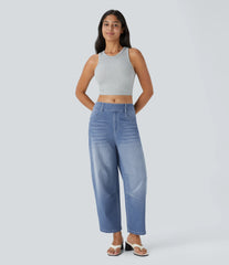 Halara Flex™ Mid Rise Pockets Barrel Leg Casual Jeans