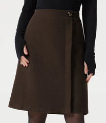 High Waisted Midi Fleece Work Skirt with Pockets