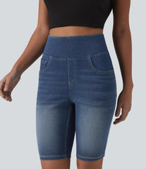 Halara Flex™ High Waisted Tummy Control Denim Casual Bermuda Shorts 9'' with Pockets