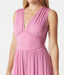 Ribbed V Neck Sleeveless Ruched Built-in Bra Casual Jumpsuit with Pockets-Easy Peezy Edition