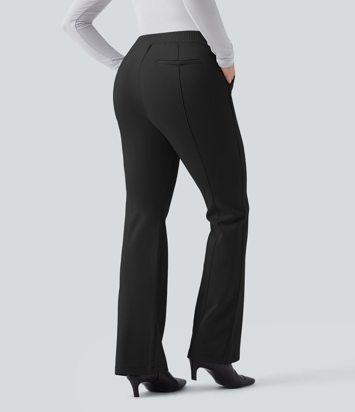 High Waisted Flare Work Pants with Pockets