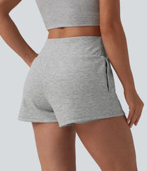High Waisted Tummy Control 2-in-1 Casual Sweat Shorts 3'' with Pockets