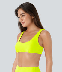 Solid U Neck Bikini Top Swimsuit