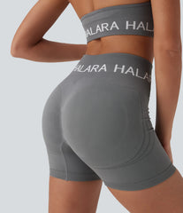 OneForm Seamless Flow Halara Logo High Waisted Yoga Biker Shorts 5''