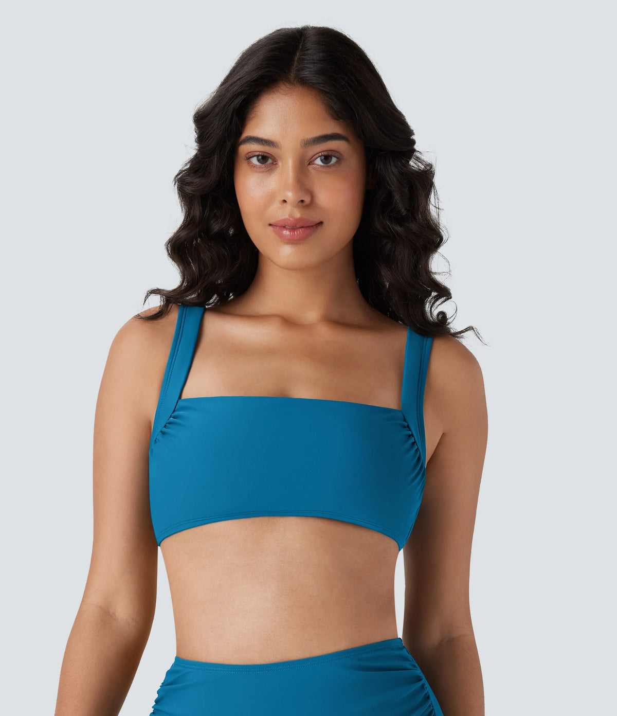 Square Neck Ruched Bikini Top Swimsuit