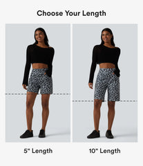 High Waisted Leopard Waffle Casual Baggy Shorts 5'' with Pockets