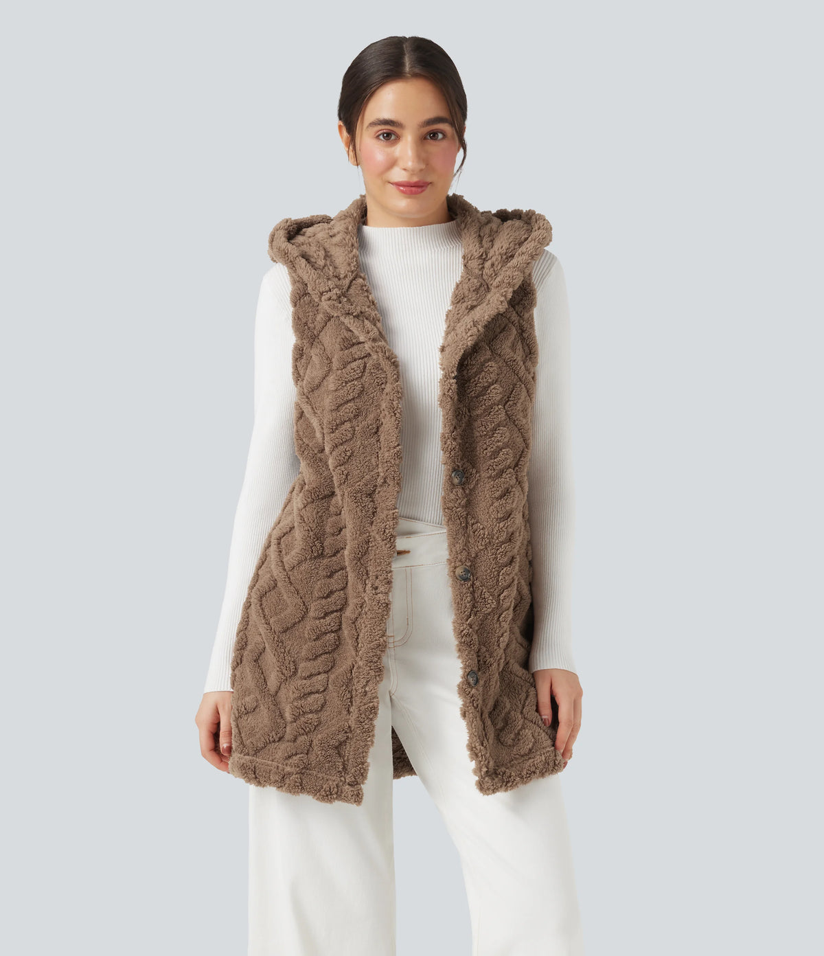 Hooded Casual Sherpa Vest