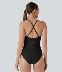 Ribbed Ring Cut Out One Piece Swimsuit