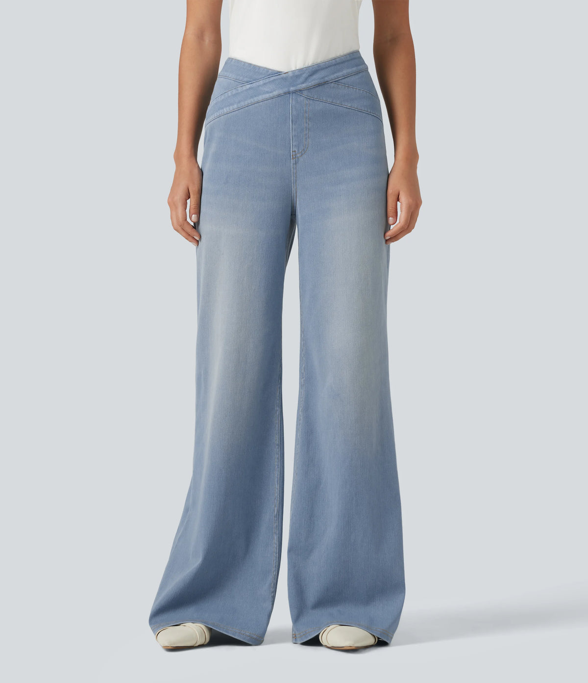 Halara Flex™ High Waisted Crossover Bootcut Casual Jeans with Pockets