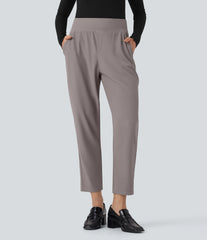 Halara Flex™ Mid Rise Tummy Control Micro Waffle Work Tapered Pants with Pockets