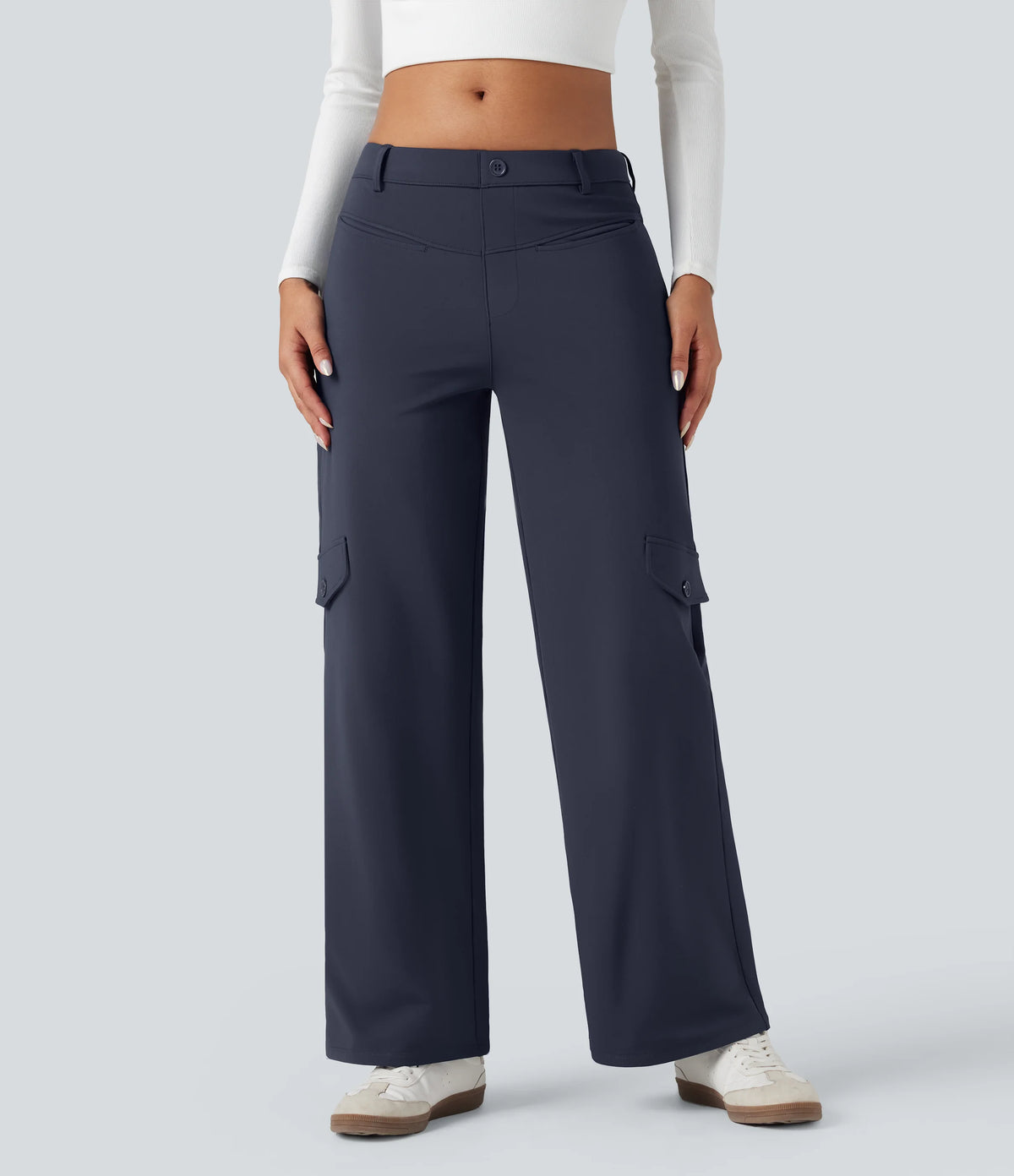 SoftlyZero™ Plush Thermal Mid Rise Work Straight-leg Pants with Pockets