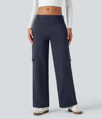 SoftlyZero™ Plush Thermal Mid Rise Work Straight-leg Pants with Pockets