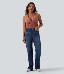 Halara Flex™ High Waisted Straight Leg Casual Jeans with Pockets