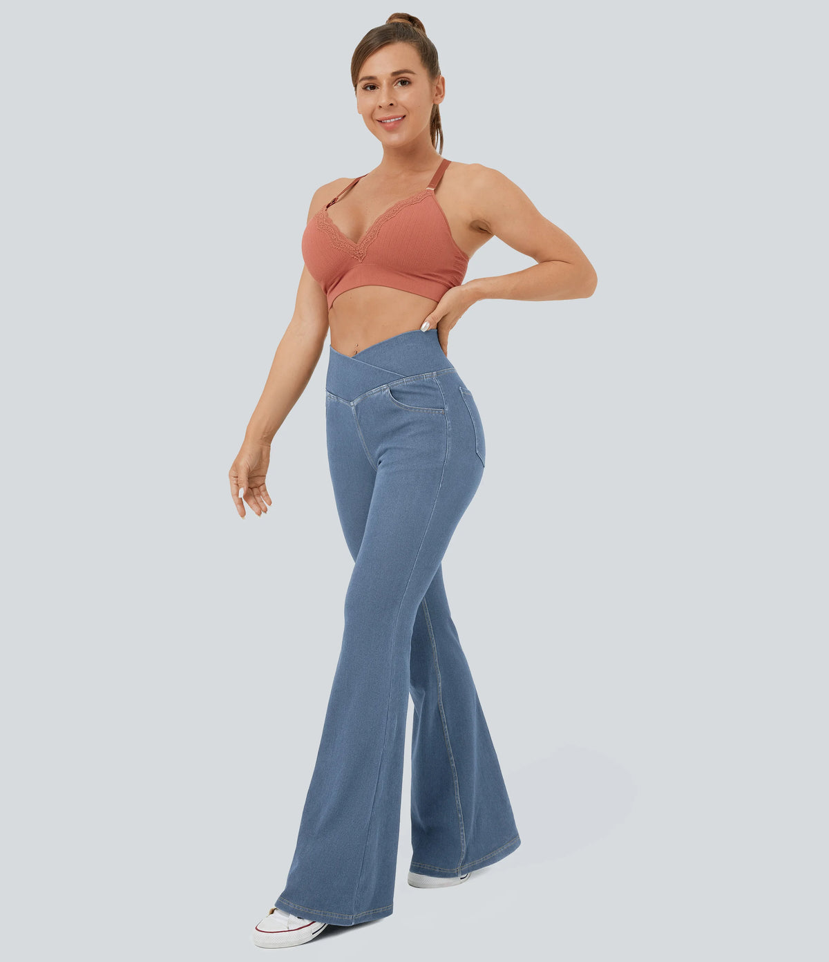 Halara Flex™ High Waisted Crossover Pocket InstantCool Washed Casual Jeans