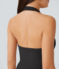 Halter Adjustable G-hook Flap Pockets Jumpsuit