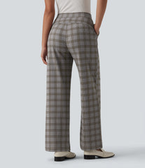 Halara Flex™ High Waisted Wide Leg Plaid Work Pants with Pockets