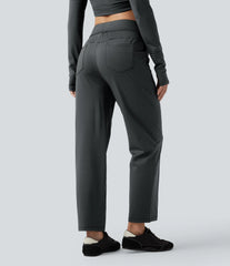 High Waisted Stripes Workout Tapered Pants with Pockets