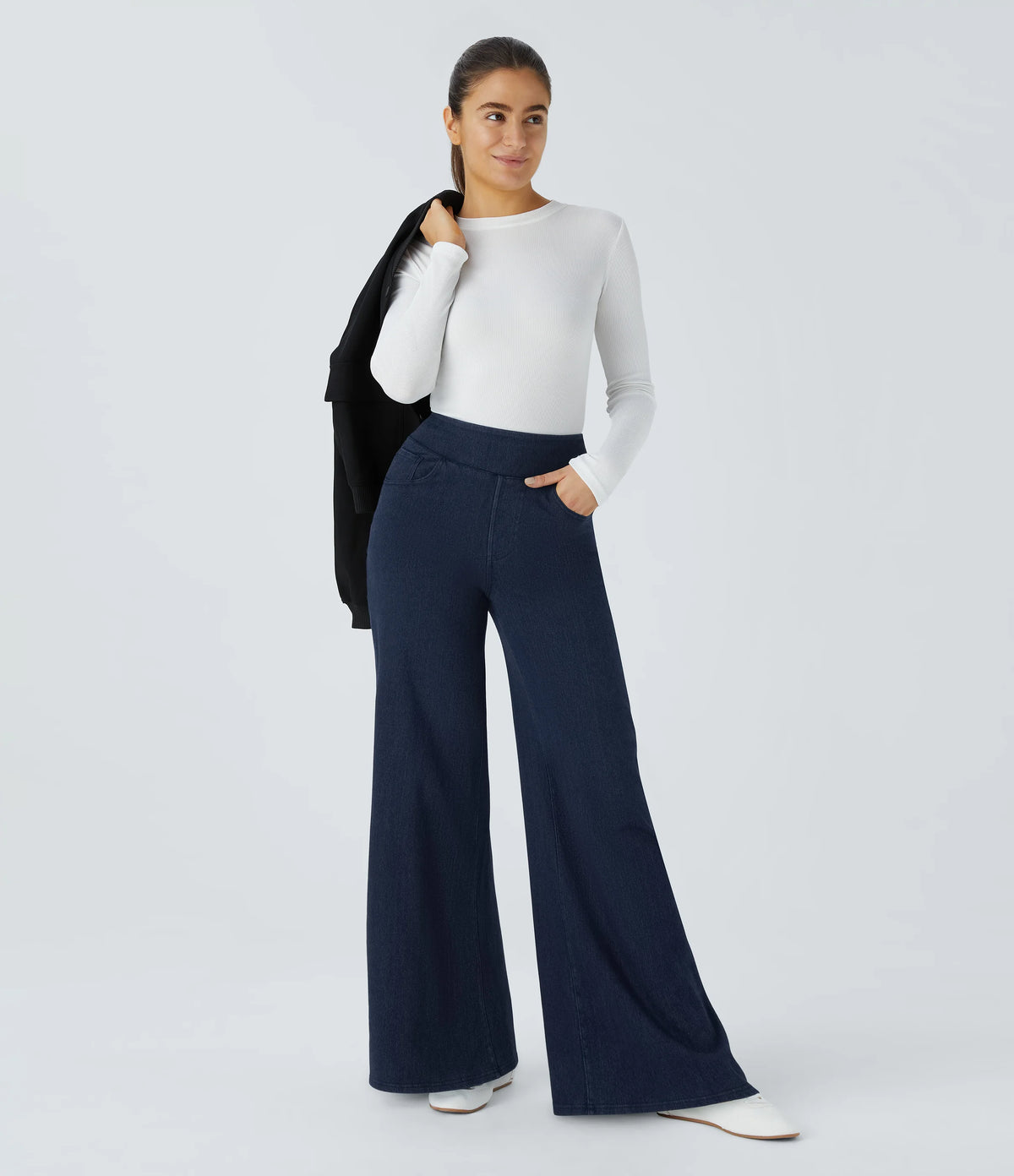 Halara Flex™ Denim Heat High Waisted Pockets Wide Leg Casual Jeans
