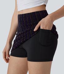 High Waisted 2-in-1 Pocket Sparkle Bodycon Mini Casual Skirt